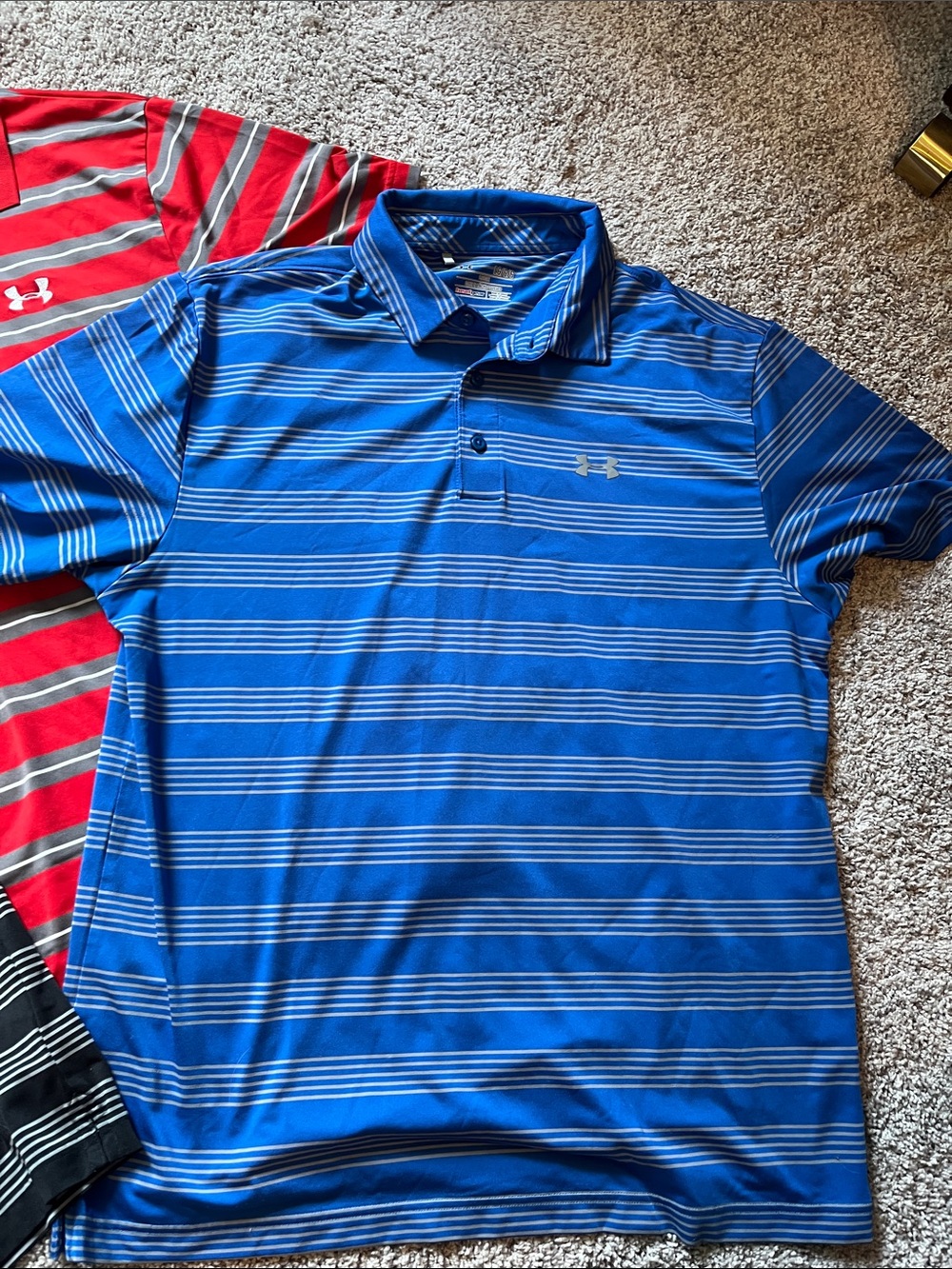 Under Armour Men's Polo Shirts - Blue, Red, Black Stripe Set of 3 - Picture 5 of 8